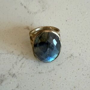 Betty Carre Soft  Gold and Labradorite Gemstone Ring size 5 similar to Julie Vos